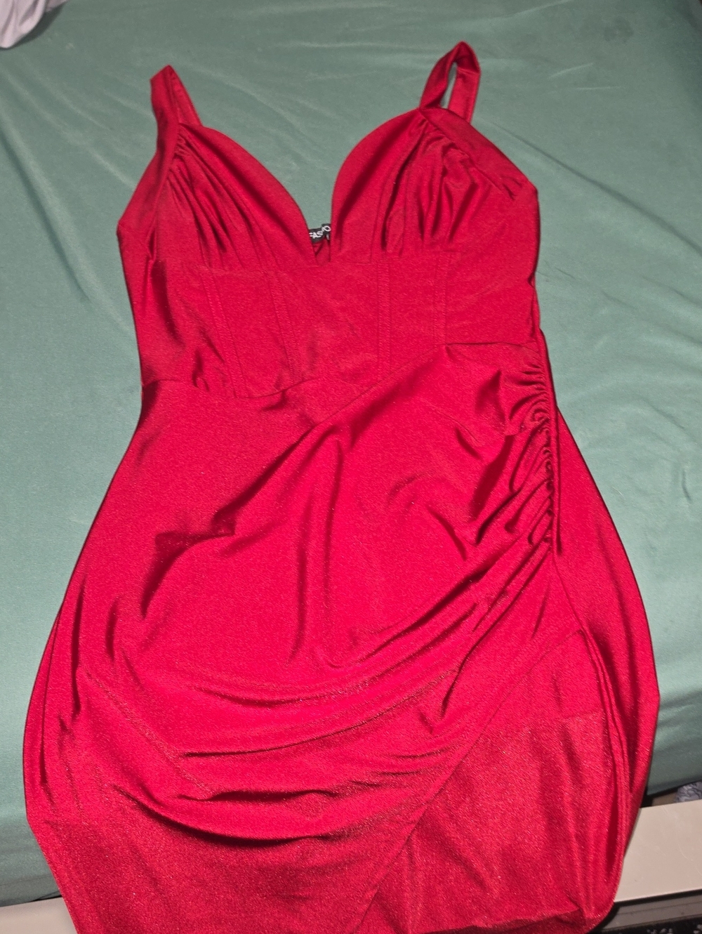 Fashion Nova Red Ruched Sweetheart Bodycon Dress